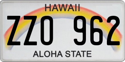 HI license plate ZZO962