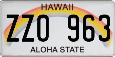 HI license plate ZZO963