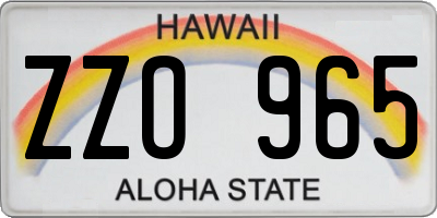 HI license plate ZZO965