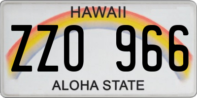 HI license plate ZZO966