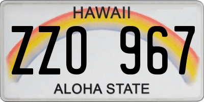 HI license plate ZZO967