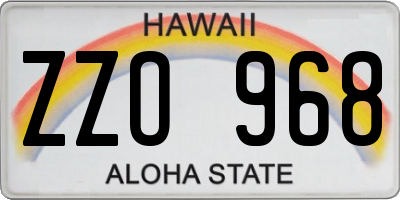 HI license plate ZZO968