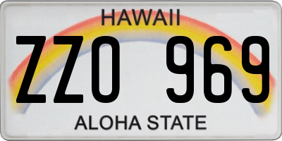 HI license plate ZZO969