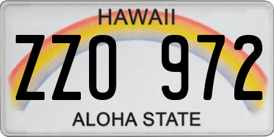 HI license plate ZZO972