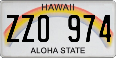 HI license plate ZZO974