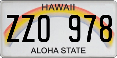 HI license plate ZZO978