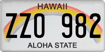 HI license plate ZZO982