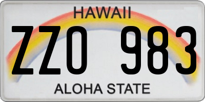 HI license plate ZZO983