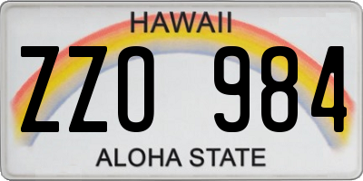 HI license plate ZZO984