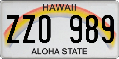 HI license plate ZZO989