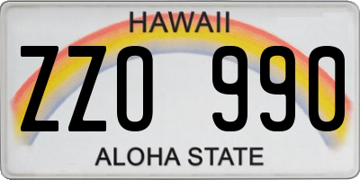 HI license plate ZZO990