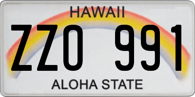 HI license plate ZZO991