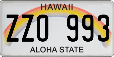 HI license plate ZZO993