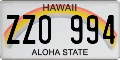 HI license plate ZZO994