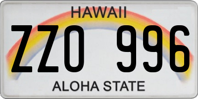 HI license plate ZZO996