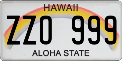 HI license plate ZZO999