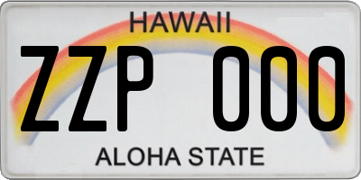 HI license plate ZZP000