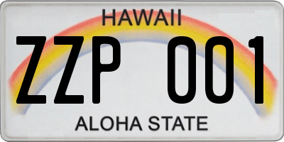 HI license plate ZZP001