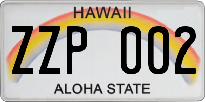 HI license plate ZZP002