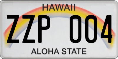 HI license plate ZZP004