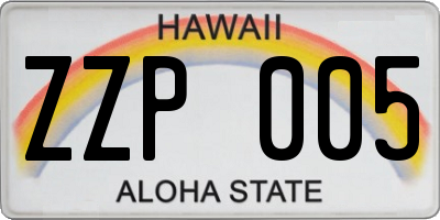 HI license plate ZZP005