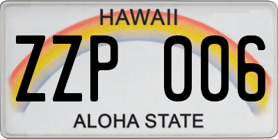 HI license plate ZZP006