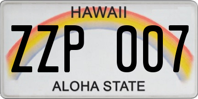 HI license plate ZZP007