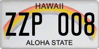 HI license plate ZZP008