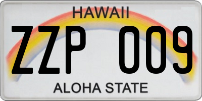 HI license plate ZZP009