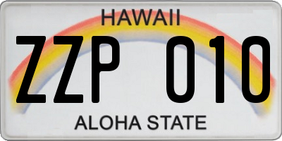 HI license plate ZZP010