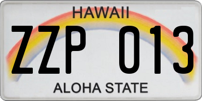 HI license plate ZZP013