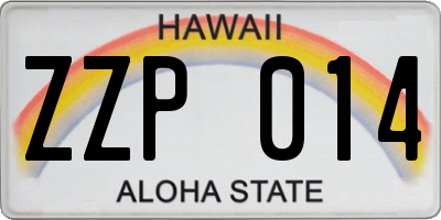 HI license plate ZZP014