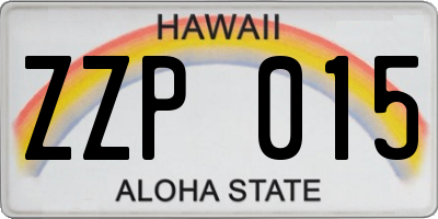 HI license plate ZZP015