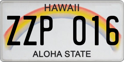 HI license plate ZZP016