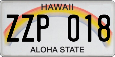 HI license plate ZZP018