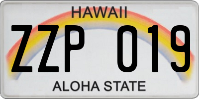 HI license plate ZZP019