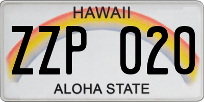 HI license plate ZZP020