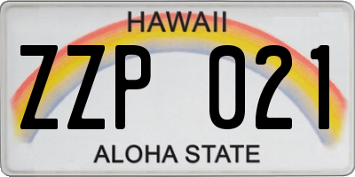 HI license plate ZZP021