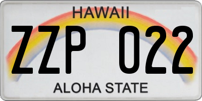 HI license plate ZZP022