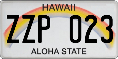 HI license plate ZZP023