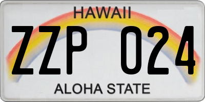 HI license plate ZZP024