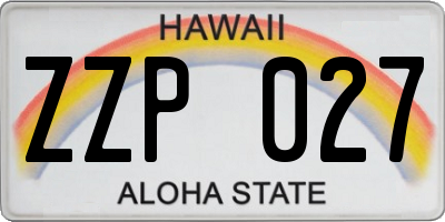 HI license plate ZZP027