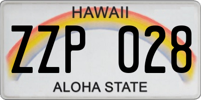 HI license plate ZZP028