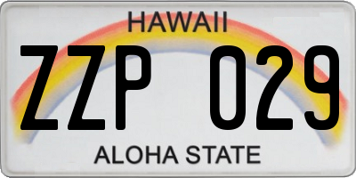 HI license plate ZZP029