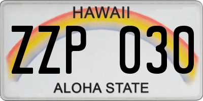 HI license plate ZZP030