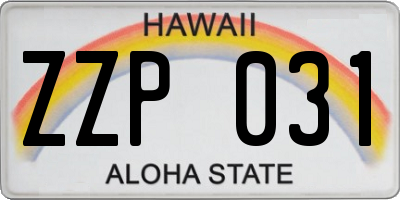 HI license plate ZZP031