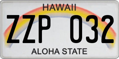 HI license plate ZZP032