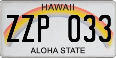 HI license plate ZZP033