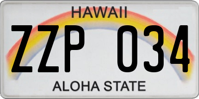 HI license plate ZZP034