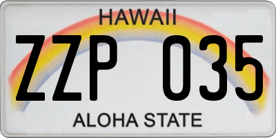 HI license plate ZZP035